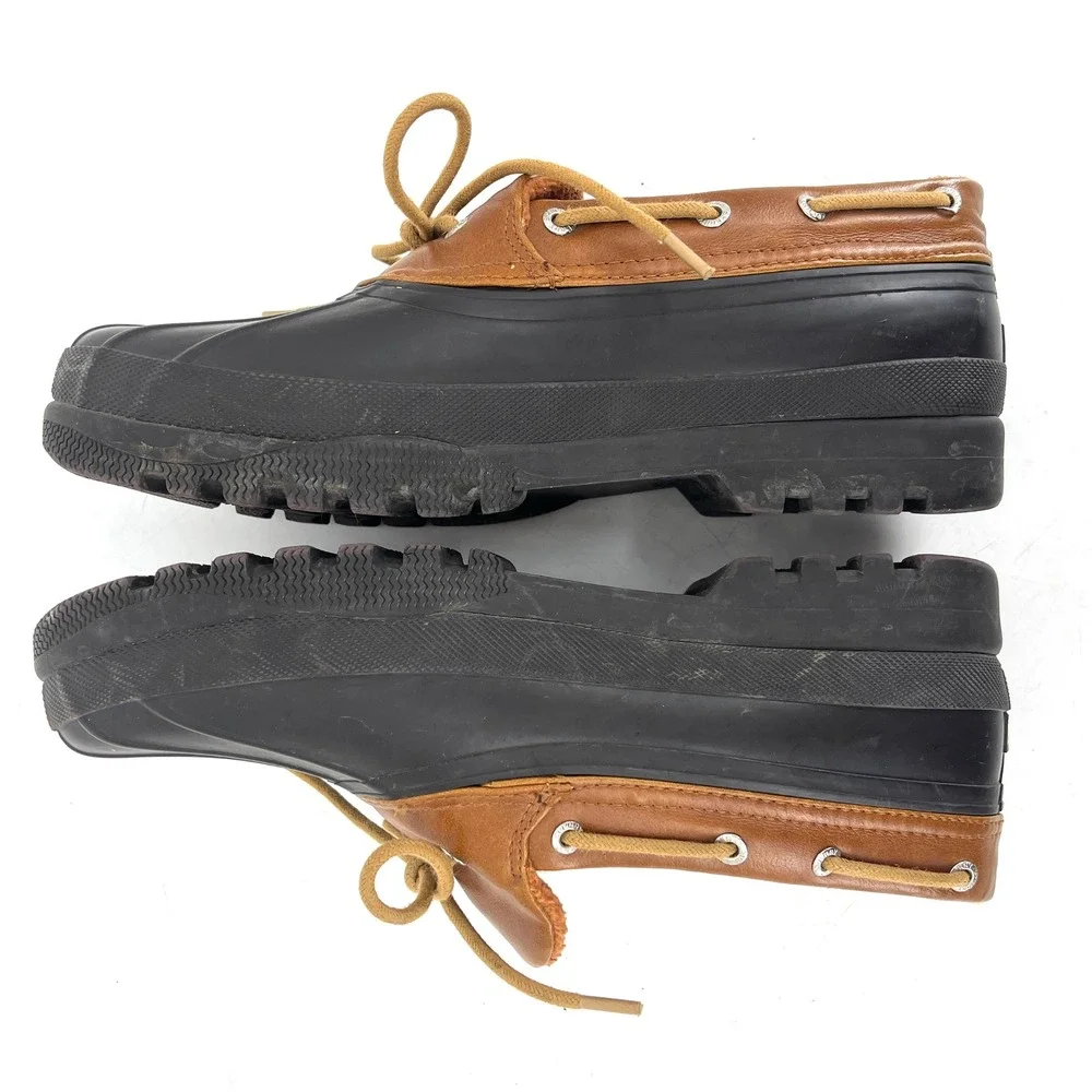 Sperry Waterproof‎ Rubber Duck Boot Moccasin Style Women's Size 9.5 Black Tan